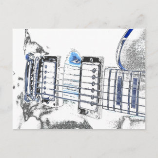 Cartão Postal imagem de contorno de guitarra azul preto ponte co