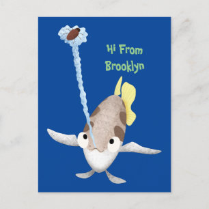 Cartão Postal Imagem de desenho animado de Arquerfish em Cute