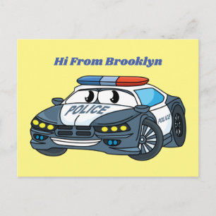 Cartão Postal Imagem de desenho animado de carro da polícia fel