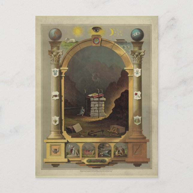 Cartão Postal Imagem de Impressão de Litiografia Másônica de Grá (Frente)