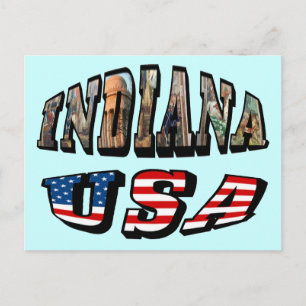 Cartão Postal Imagem de Indiana e Texto de Sinalizador EUA
