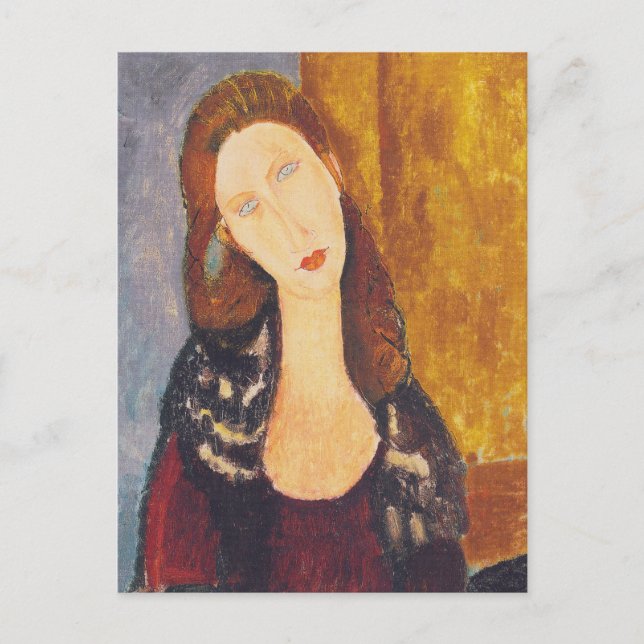 Cartão Postal Imagem de Jeanne Hebuterne por Amedeo Modigliani (Frente)