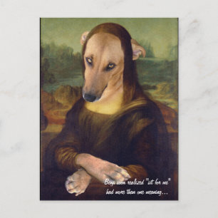 Cartão Postal Imagem de Mona Lisa Cachorro Engraçado