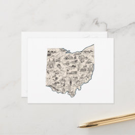 Cartão Postal Imagem de Ohio Vintage Map Antique Buckeye State