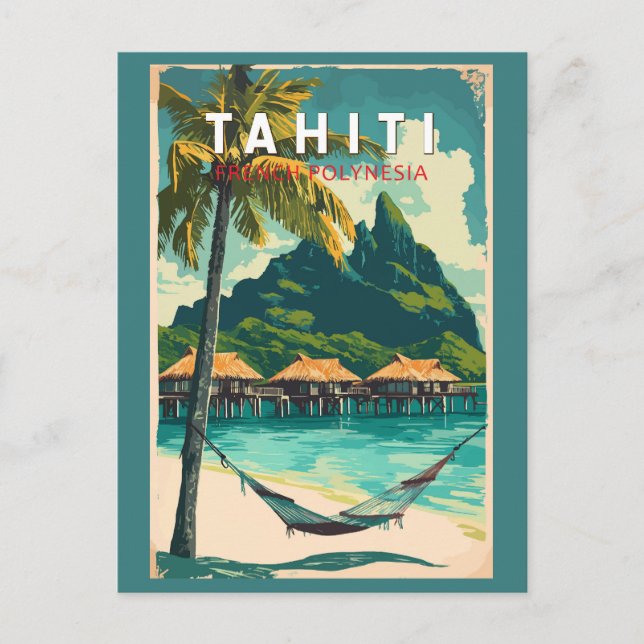 Cartão Postal Imagem de Tahiti Viagem Art Vintage (Frente)
