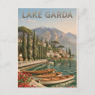 Cartão Postal Imagem de Viagem Antiga do Lago Garda na Itália
