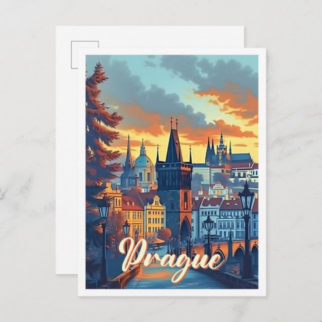 Cartão Postal Imagem de Viagem artístico checo de Praga (Frente/Verso)