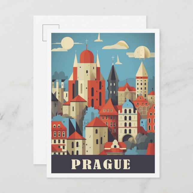Cartão Postal Imagem de Viagem de Arte Checa de Praga (Frente/Verso)