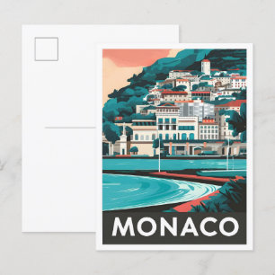 Cartão Postal Imagem de Viagens vintage de arte Mônaco