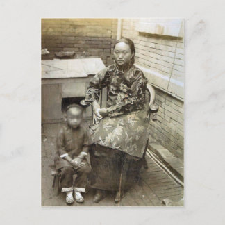 Cartão Postal Imagem de Vintage, mãe e criança chinesas, cerca d