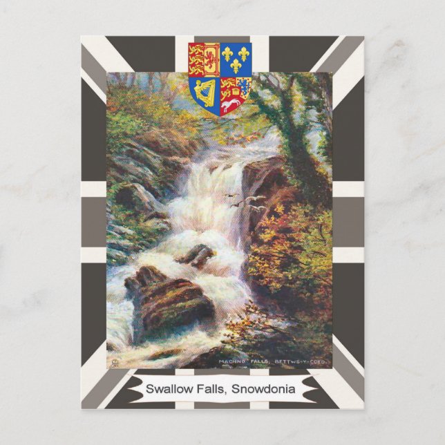 Cartão Postal Imagem de Vintage, Swallow Falls, Snowdonia (Frente)