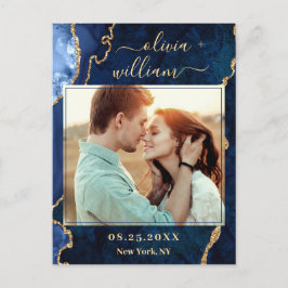 Cartão Postal Imagem do Agato Azul Dourado Moderno - Salve a Dat