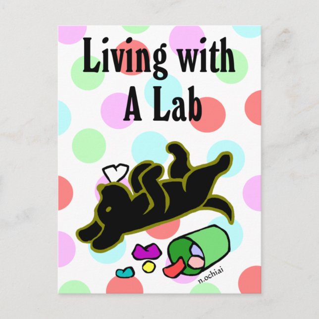 Cartão Postal Imagem do Cartoon Negro Engraçado Labrador (Frente)