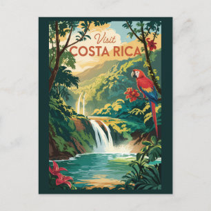 Cartão Postal Imagem do Papagaio Costa Rica Viagem Art Vintage