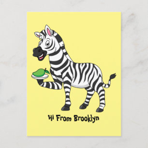 Cartão Postal Imagem engraçada de desenho animado zebra