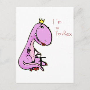 Cartão Postal imagem engraçada de um dinossauro rosa TeaRex