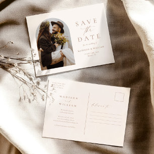 Cartão Postal Imagem mínima elegante de marfim salva a data