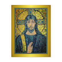 Imagem mosaica antiga de Jesus Cristo Salvador