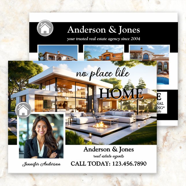 Cartão Postal Imagem profissional em preto e branco (Real Estate marketing postcard featuring your custom photos on a black and white lay-out)
