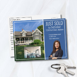 Cartão Postal Imagem Real Estate Direct Mail Modern Blue 2