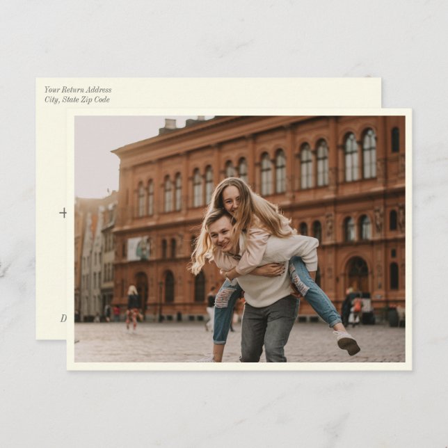 Cartão Postal Imagem Simples, Preta E Preta, Salva A Data (Frente/Verso)