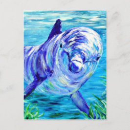 Cartão Postal Imagem Submarina de Pintura de Golfinhos no Oceano