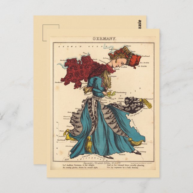 Cartão Postal Imagens da Alemanha Mapas Vintage Postcard (Frente/Verso)