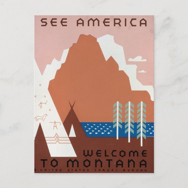 Cartão Postal Imagens Vintage da Paisagem de Montana (Frente)