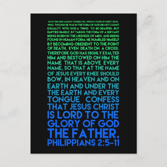 Cartão Postal Imite o humilhador do Cristo Philippians 2:5-11 (Frente)
