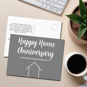 Cartão Postal Imóvel Feliz Aniversário Casa Personalizada Cinza