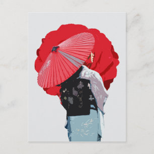 Cartão Postal Impactante Vermelho Oriental Cultura Japão 
