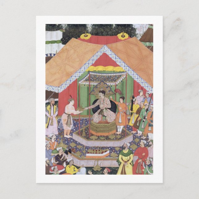 Cartão Postal Imperador Akbar (r.1556-1605) entretido pelos seus (Frente)