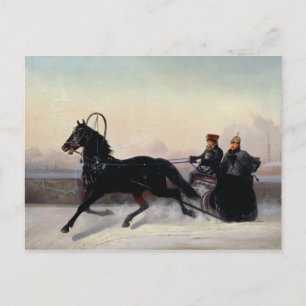 Cartão Postal Imperador Nicholas I Dirigindo num Sleigh