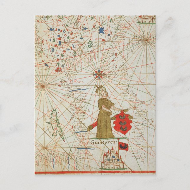 Cartão Postal Império Turco, de atlas náutico, 1646 (Frente)