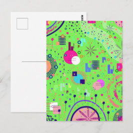 Cartão Postal Impressão Abstrata Verde Lima