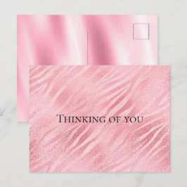 Cartão Postal Impressão animal rosa-zebra Pensando em você