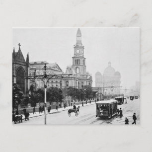 Cartão Postal Impressão antiga George St Sydney Austrália c1898
