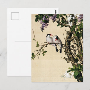 Cartão Postal Impressão Artística Vintage Chinoiserie Lilás e Pá