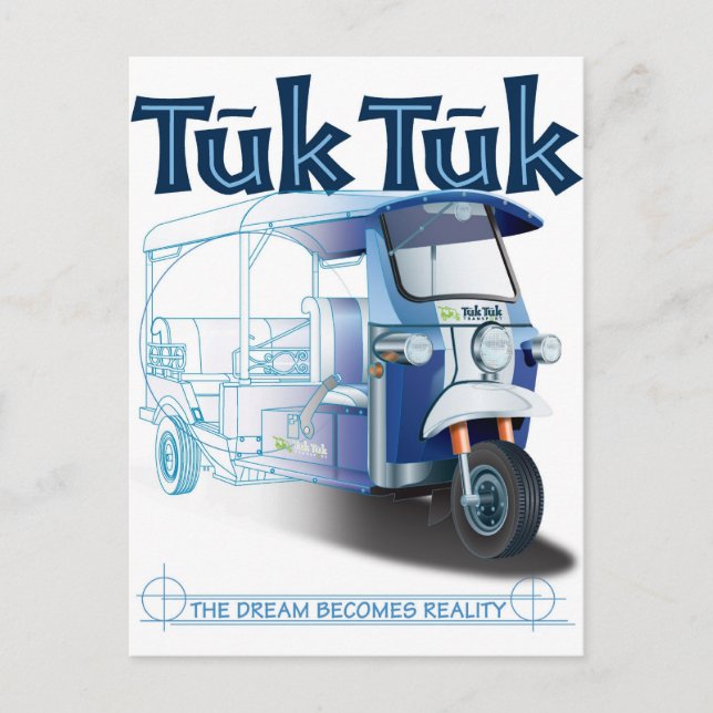 Cartão Postal Impressão Azul TukTuk (Frente)