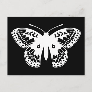 Cartão Postal Impressão da borboleta branca e negra