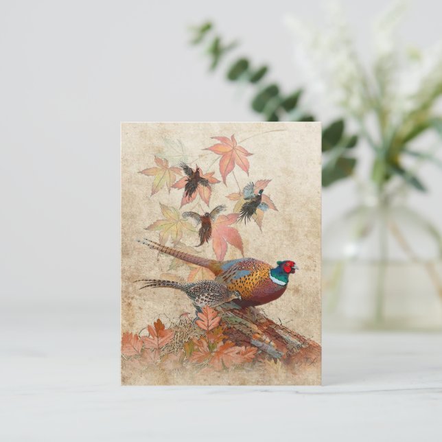 Cartão Postal Impressão de acrilato de tapeçaria faisão (Em pé/Frente)