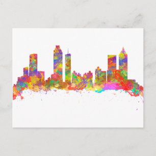 Cartão Postal Impressão de arte aquática do horizonte de Atlanta