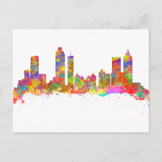 Cartão Postal Impressão de arte aquática do horizonte de Atlanta