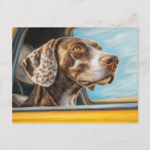 Cartão Postal Impressão de Arte de Cachorro Malhado em Aventura 