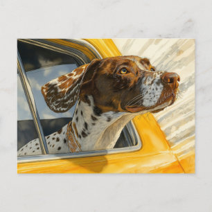 Cartão Postal Impressão de Arte de Cachorro Manchado em Passeio