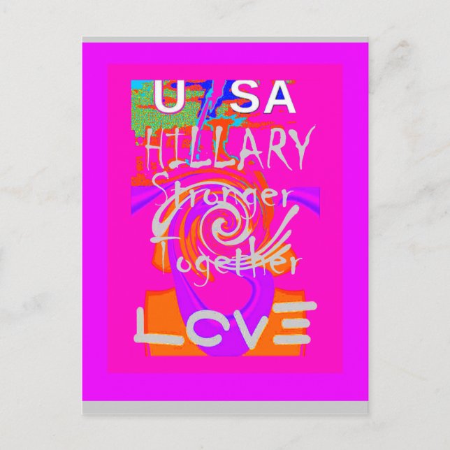 Cartão Postal Impressão de Arte de Inspiração Hillary com Bordas (Frente)