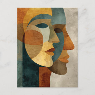 Cartão Postal Impressão de Arte de Parede de Rostos Abstratos Cu
