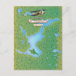 Cartão Postal Impressão de arte do mapa do lago Røssvatnet na No