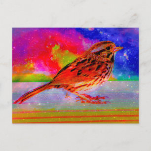 Cartão Postal Impressão de Arte do Sonho de Pássaro Cósmico"