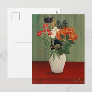 Cartão Postal Impressão de Arte Floral Verde Oliva Vintage de He
